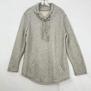 J Crew Cowlneck Sweatshirt Women’s Size L Drawstring Neck Gray pocket kangaroo